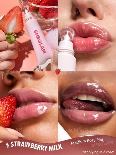 Зволожуючий блиск для губ Crystal Glaze відтінку Strawberry Milk з помпоном 10066 фото