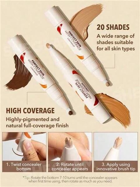 Консилер з пензликом Perfect Skin High Coverage Concealer-Buttercream 10420 фото